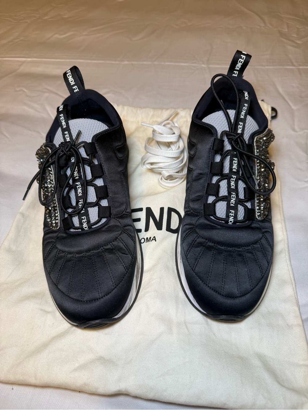 Fendi Black Low-Top Crystal-Embellished women’s  Sneakers